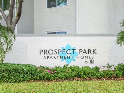 Prospect Park Apartment Homes entrance sign